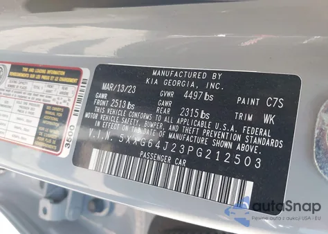 2023 Kia K5 Gt-Line from USA, damaged, VIN 5XXG64J23PG212503